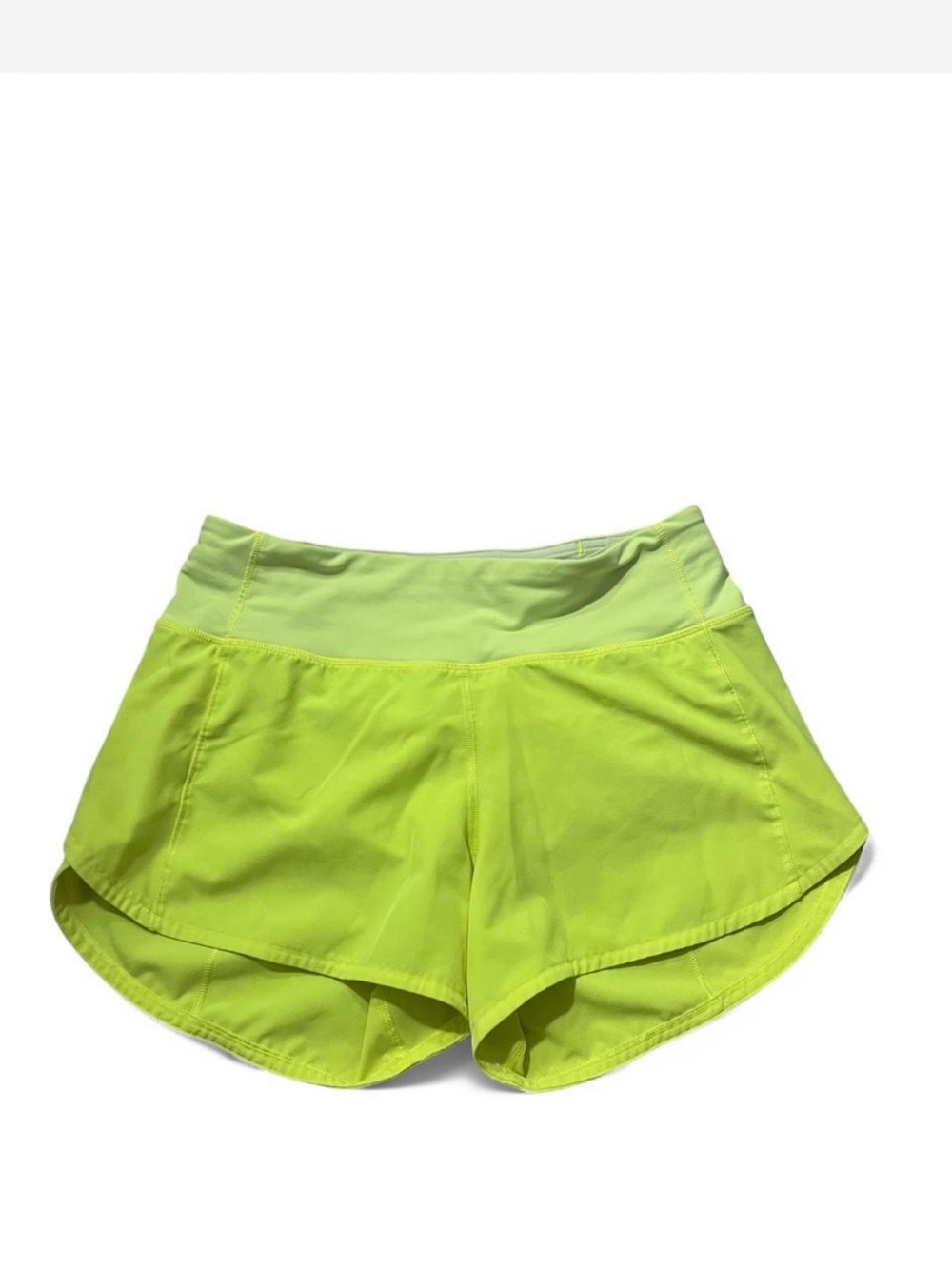 Women's Lululemon Neon Lime Running Speed Up Shorts - Athletic Performance